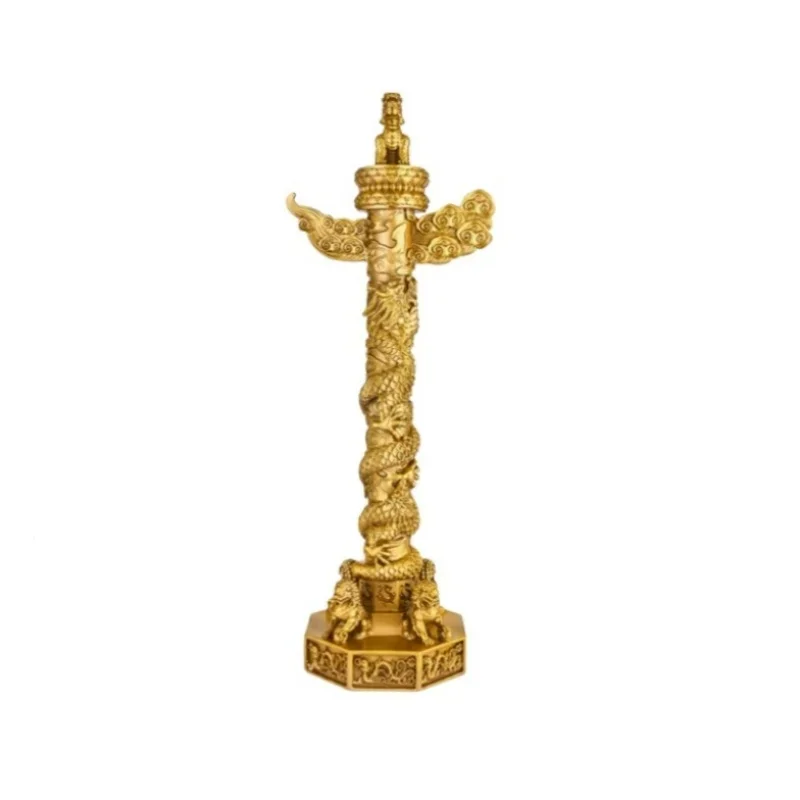1PCS brass ornamental column column decoration Chinese Loong column home and office decoration handicraft vintage home decor