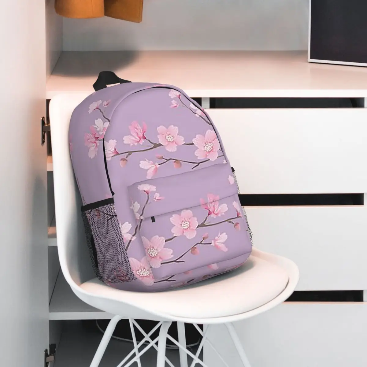 Cherry Blossom Flower Plant - Pastel Purple Backpack Hot Sale Daypack Large Capacity Boys Girls BookBag Shoulder Bags School Bag
