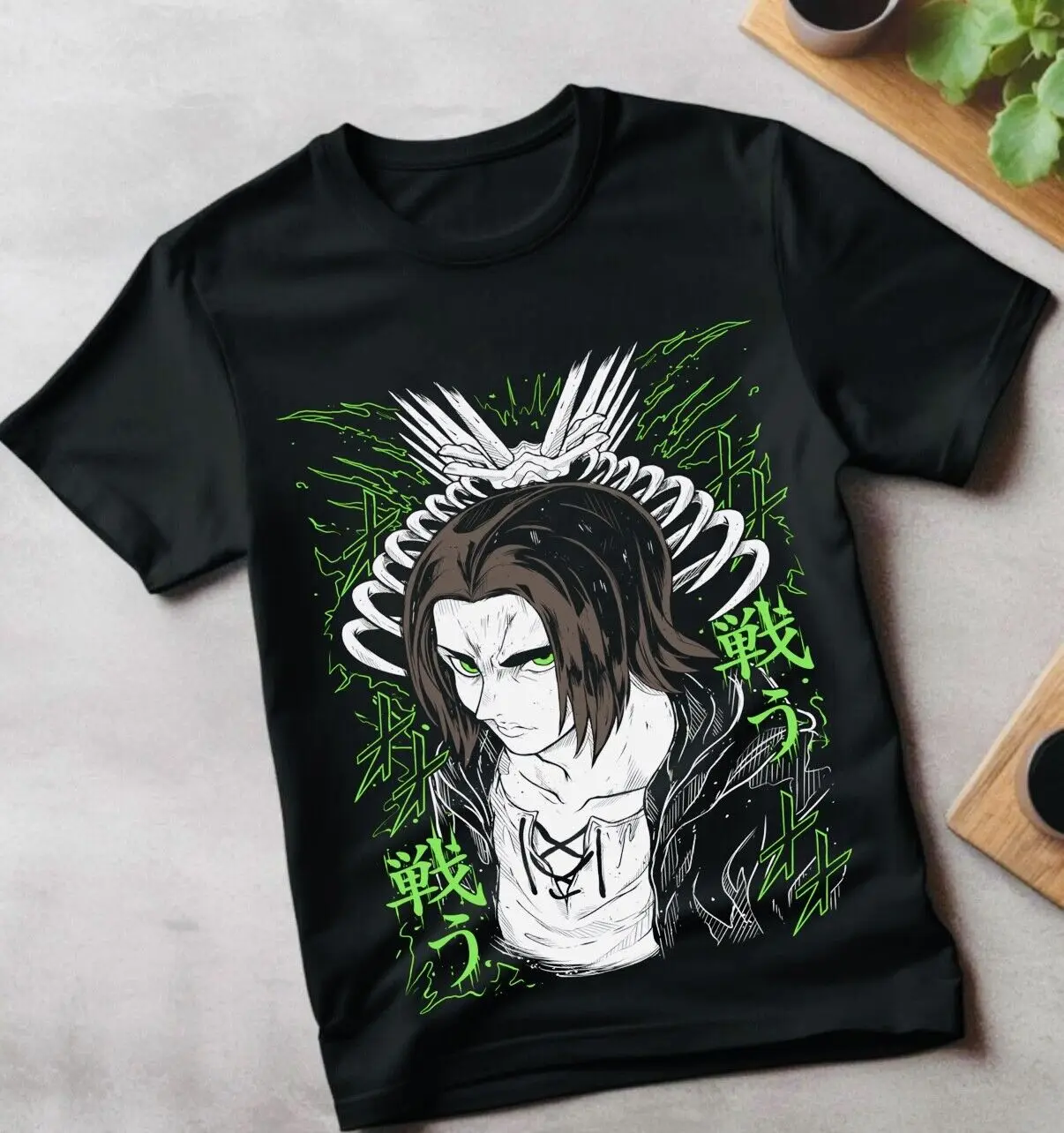 Eren Yeager T-shirt,Anime,Attack On Titan,Aot,Graphic Tee,black Shirt All Size