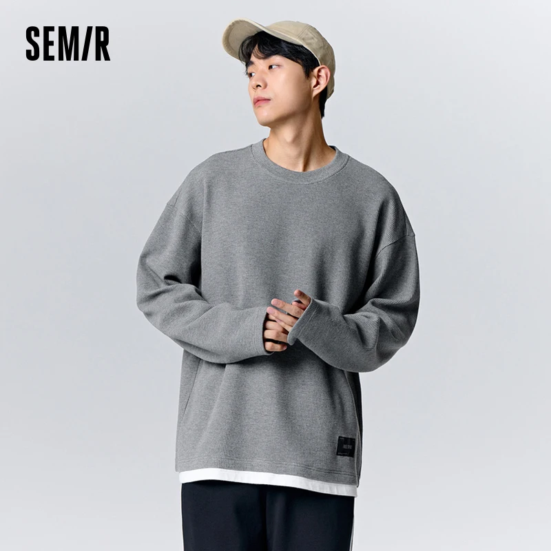 Semir Long-Sleeved T-Shirt Men 2023 Winter New Fashion Texture Oversize Simple Pullover Long-Sleeved T-Shirt