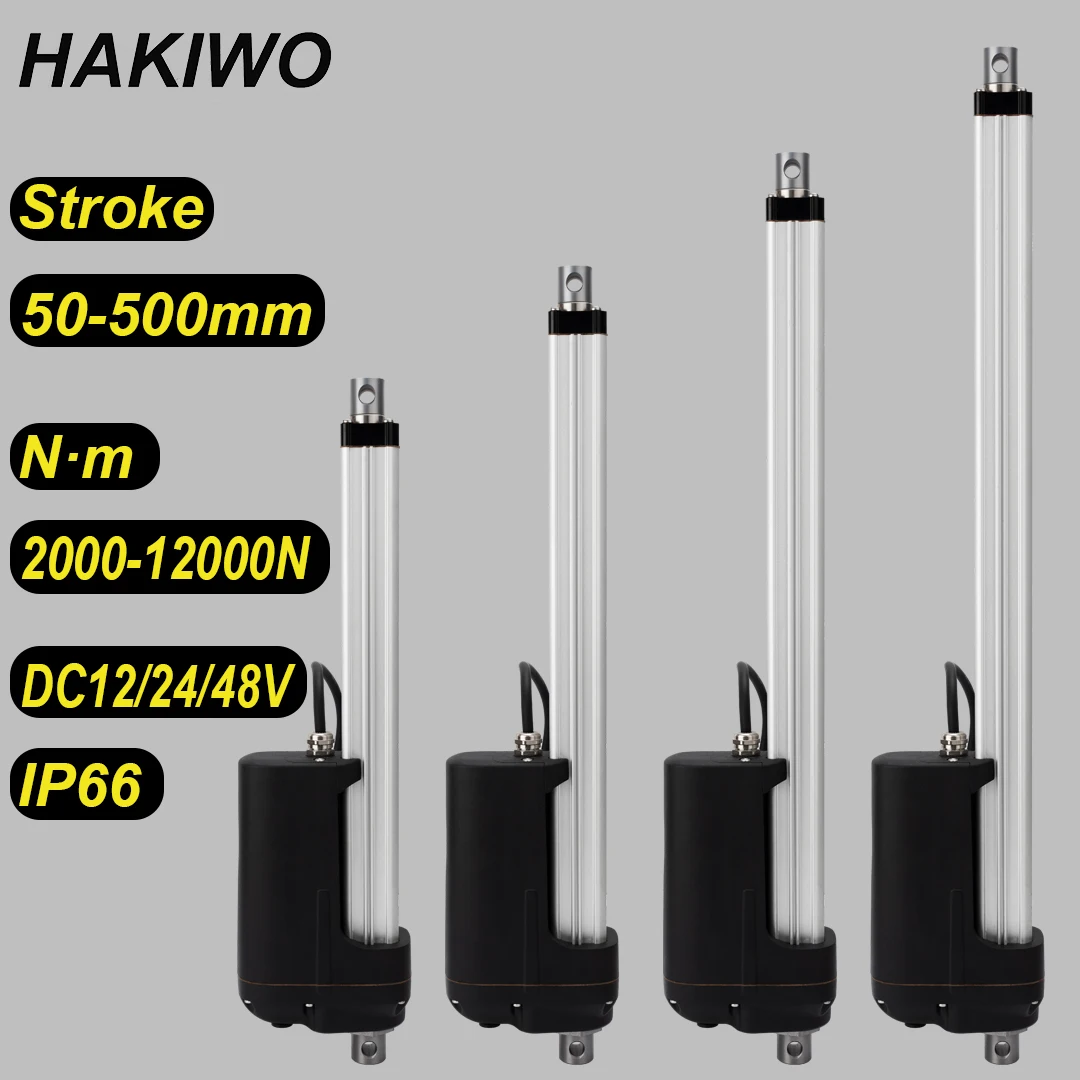 HAKIWO 12V 24V 48V 12000N  Linear Actuator IP66 100mm 200mm 350mm 400mm 500mm Stroke Solar Tracker Potentiometer Can Be Added