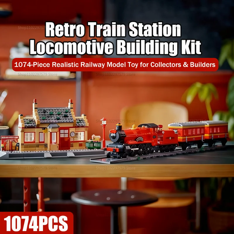 2025 New 1074Pcs Train Station Building Blocks Set DIY Construction Toys MOC Station Model Creative Play Gift for Kid Collectors
