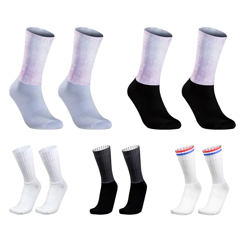 

2024 New Summer Silica Gel Non-slip Breathable Sports Socks Aero Bike Team Cycling Socks Men Women Calcetines Ciclismo