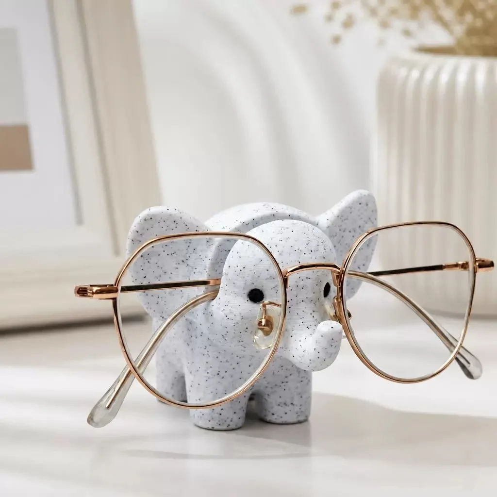 Elefanten-Brillenständer, 3D-gedruckter Brillenhalter mit Marmorstruktur, niedliches Dekorationsobjekt für den Schreibtisch im Haus und Büro. – Detail 3
