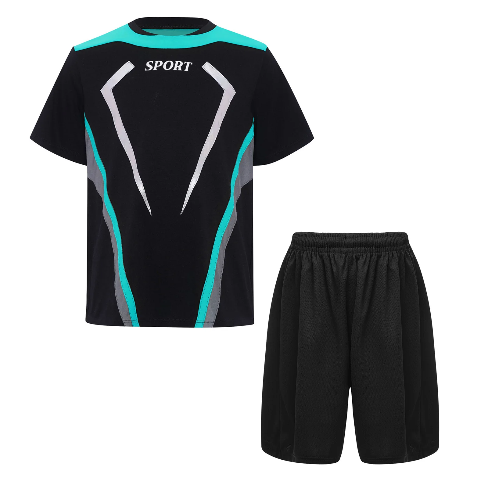 Boys Football Costume Set Kid Summer Sports Outfit Short Sleeve Shorts Sportswear Child Sport Clothes Set for Basketball Fitness