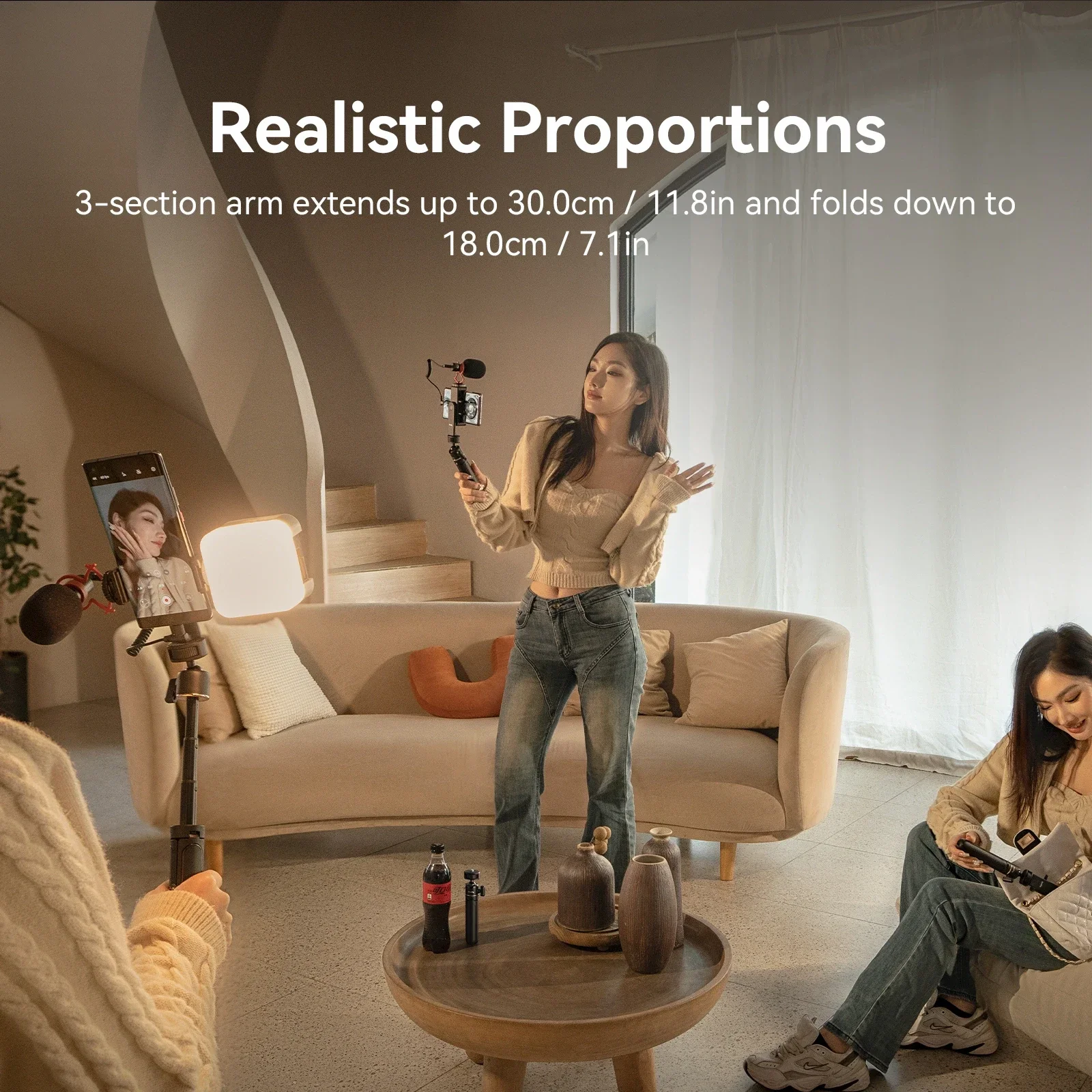طقم حامل ثلاثي القوائم للهاتف الذكي Vlog VK-20 إصدار متطور مع حامل هاتف ذكي سريع التبديل لعصا سيلفي لتصوير الفيديو المباشر #3