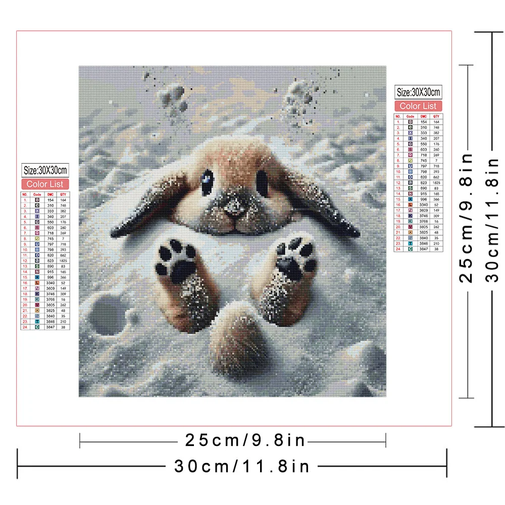 AZQSD Diamond Art Mosaic Rabbit Animal Winter New Collection Decoration For Home Diamond Painting Kits Decoration Handmade