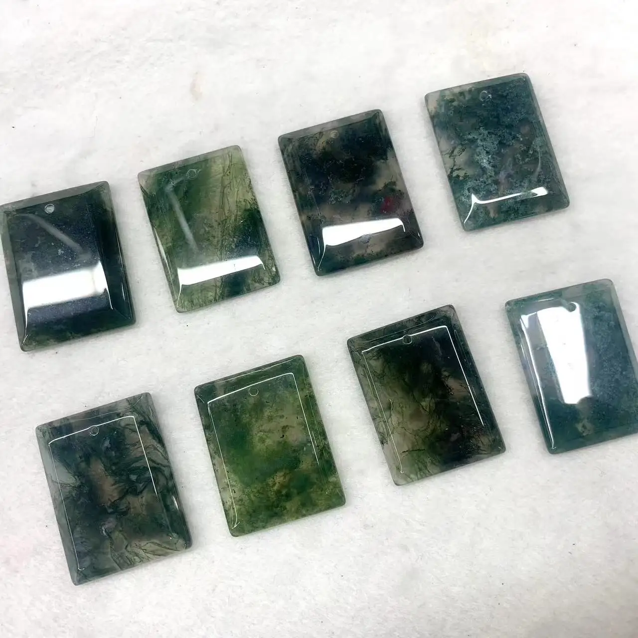 Rectangle Shape Moss Agate Stone Natural Gemstone Jewelry Pendant Free Necklace For Women For Gift Wholesale !