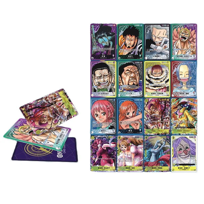 16Pcs/set One Piece Diy Homemade Nami Doflamingo Sanji Anime Characters Bronzing Collection Flash Card Toy Card Christmas Gift