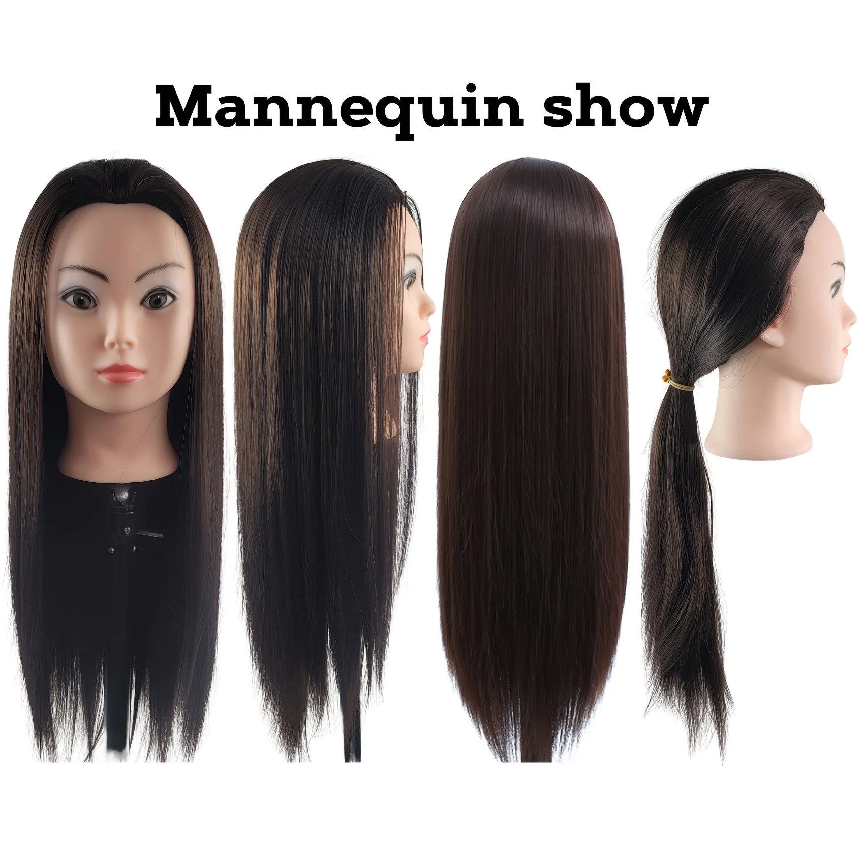 

Mannequin head with hair 26 inches, high temperature material, for braiding practice, hair salon, barber shop, beauty school