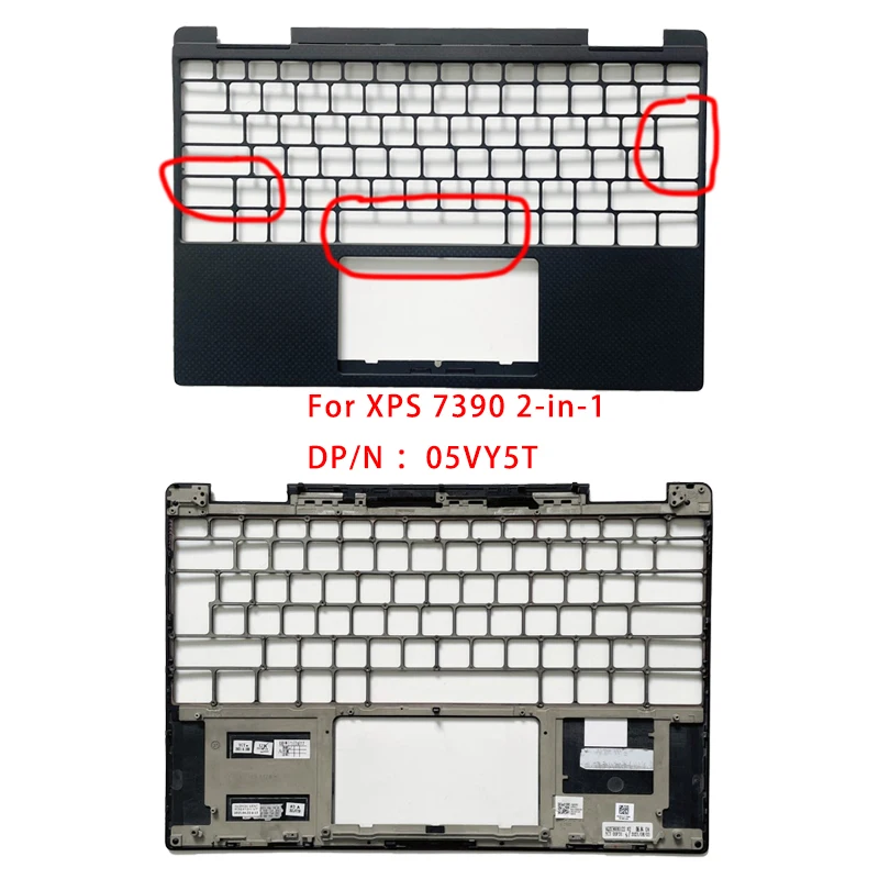 Imagem -05 - para Dell Xps 7390 Acessórios do Portátil Novo Lcd Tampa Traseira Palmrest Parte Inferior com Logotipo Preto e Prata em