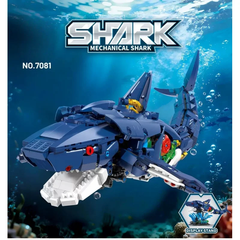 

Shark Building Blocks Set, Ocean Building Set Cool Mechanical Rotatable Shark Toys Birthday Gifts for Adults and Kids, 1096PCS