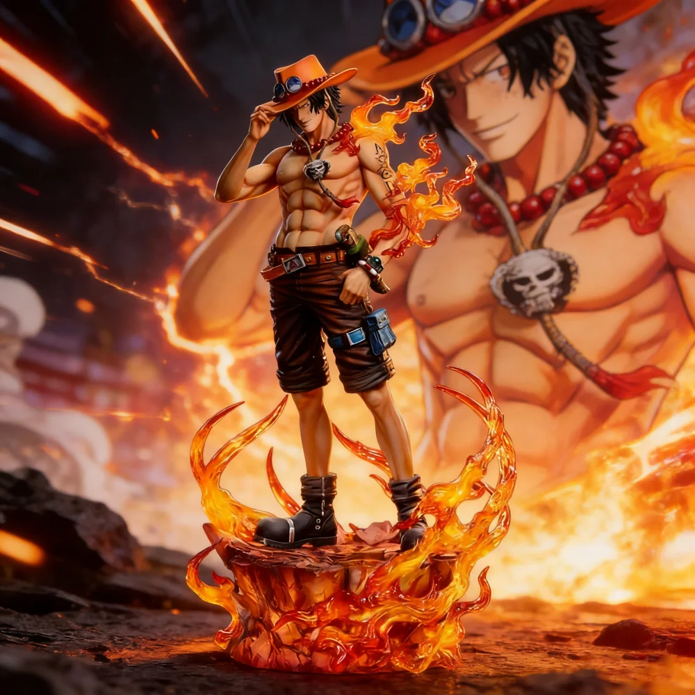 Image of Anime One Piece Portgas D Ace Actionfigur 35cm/13,78 Zoll PVC-Statue Ace Figuren Ornament Sammlermodell Spielzeug für Geschenke