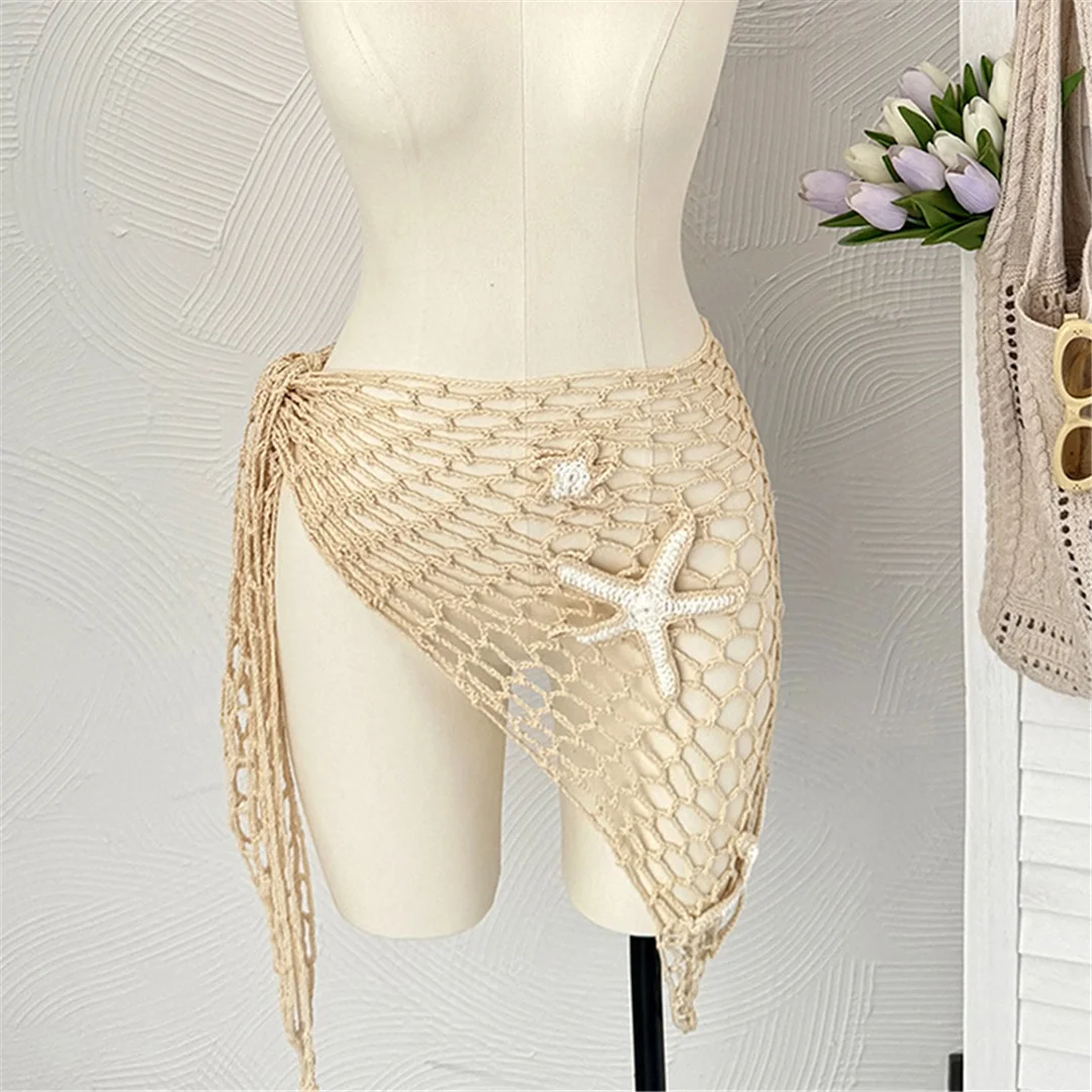 Neues 3D-Stern-Hohlmuster-Häkel-Sarong-Pareo-Strandkleid, Strandkleidung, Strandmode, Strandüberwurf, Überwürfe, Damen, V7309 – Detail 7