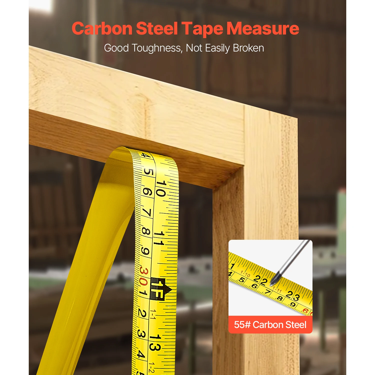Tape Measure 25 ft Length, Measuring Tape with Retractable, Imperial and Metric ft/m Dual-Scale & ABS Case & Easy Read Steel Measurement Tool, for Outdoor,Decoration