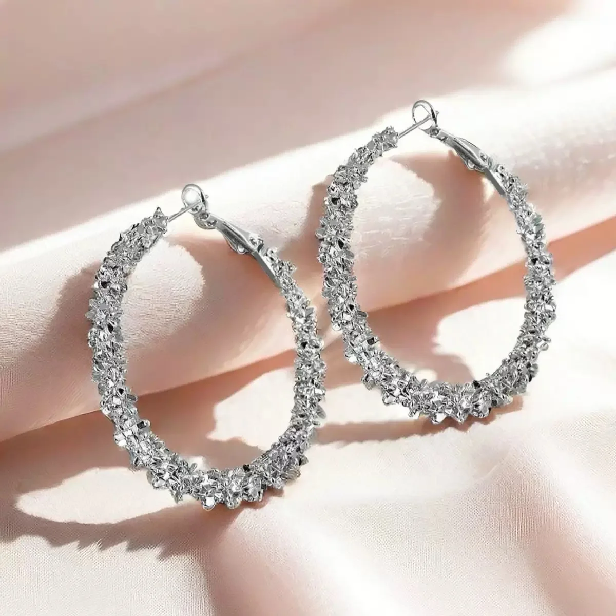 Cute Candy silver Hanging Earrings for Women Trendy Big Size Women's Hoop Earrings Jewelry Gift size4cm