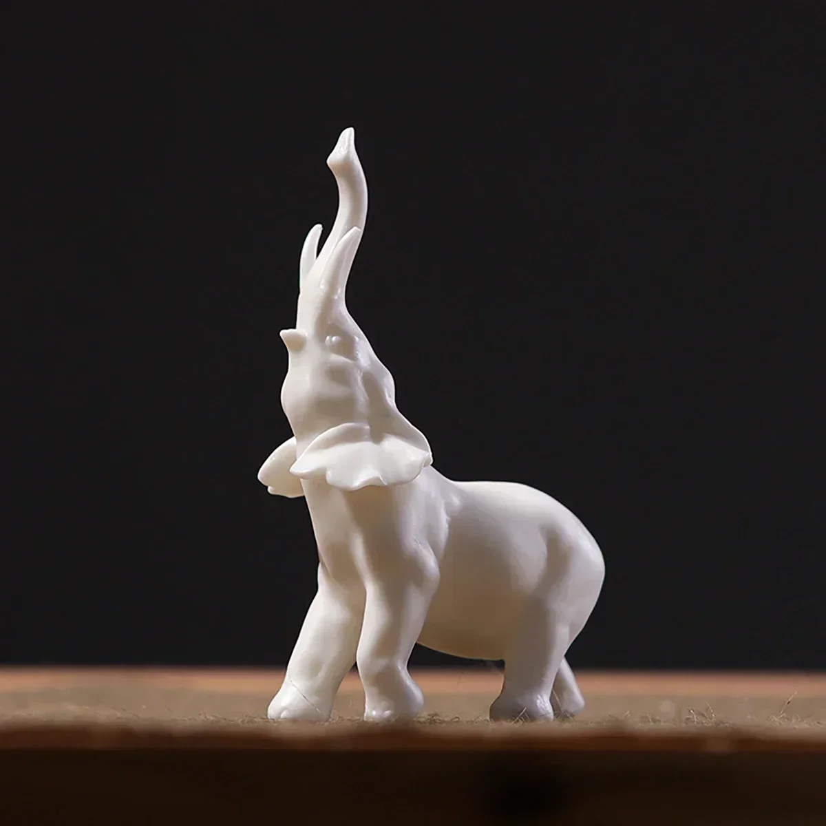 China White Elephant Blanc De Chine Artwork Dehua Ceramic Handicraft Mini Animal Figurine Art Collections Neo Chinese Decor