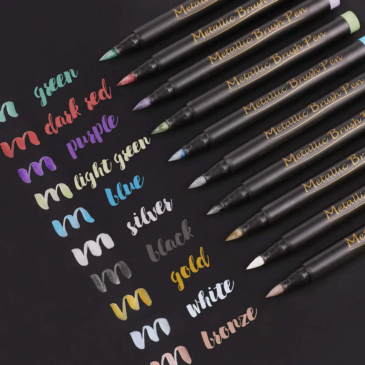 Metallic Paint Marker Pen, 12pcs Shimmer Glitter Marker Pen, Art Supplies for Rock Painting, Black Paper, Scrapbook, Photo Album