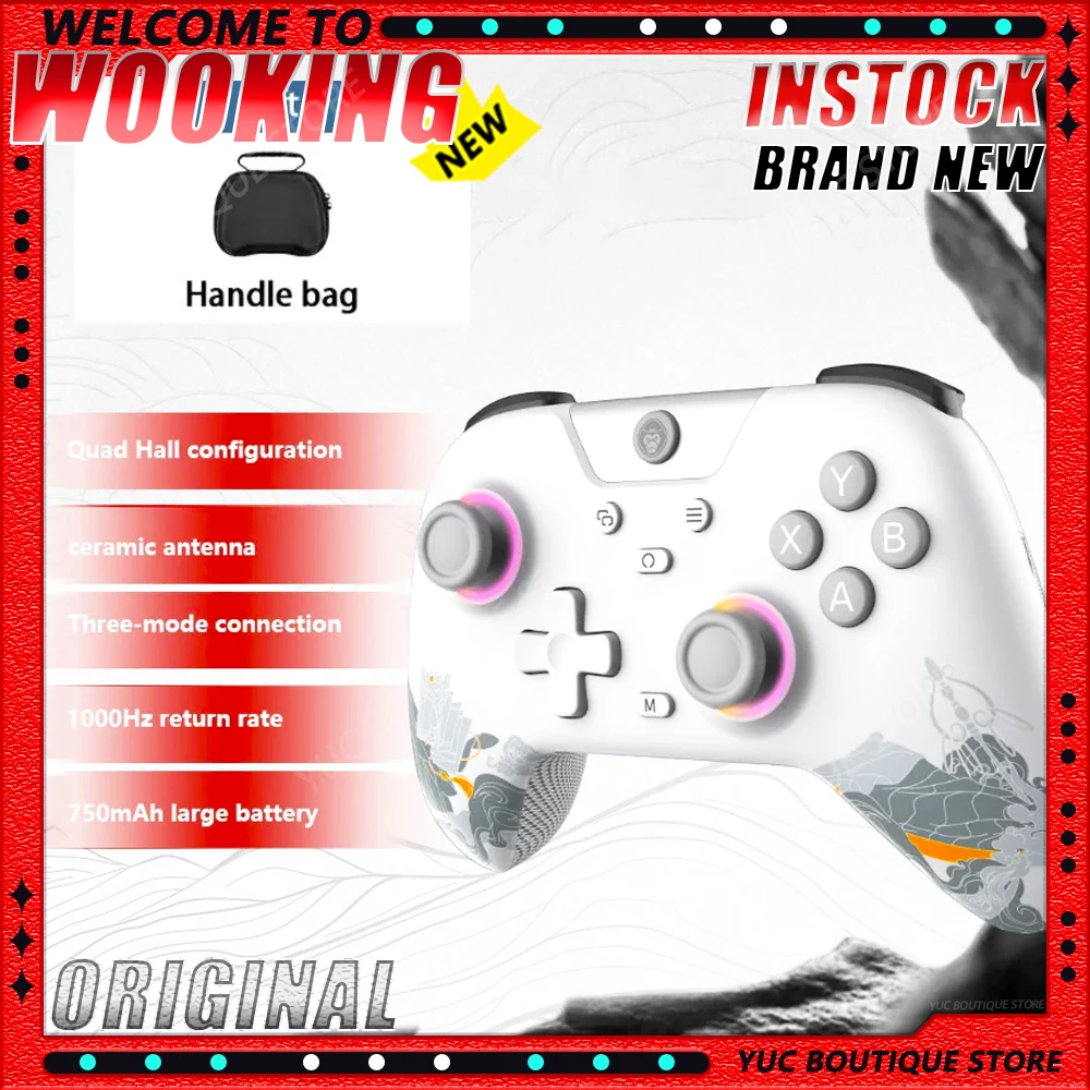 WOOKING V10 Wu Kong Wireless Gaming Controller Gamepad Dual Hall löst Joysticks 3-Modus PC Switch Android TV Bluetooth 2,4G aus