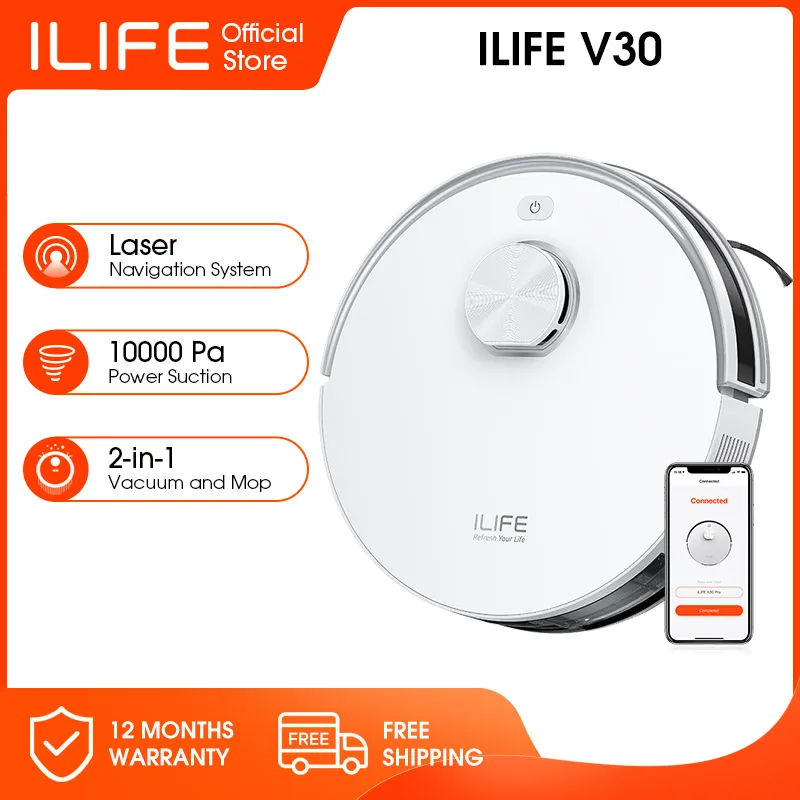 

Робот-пылесос ILIFE V30, лазерная навигация, мощность всасывания 10000 Па, до 150 минут работы, управление через приложение, настраиваемая уборка