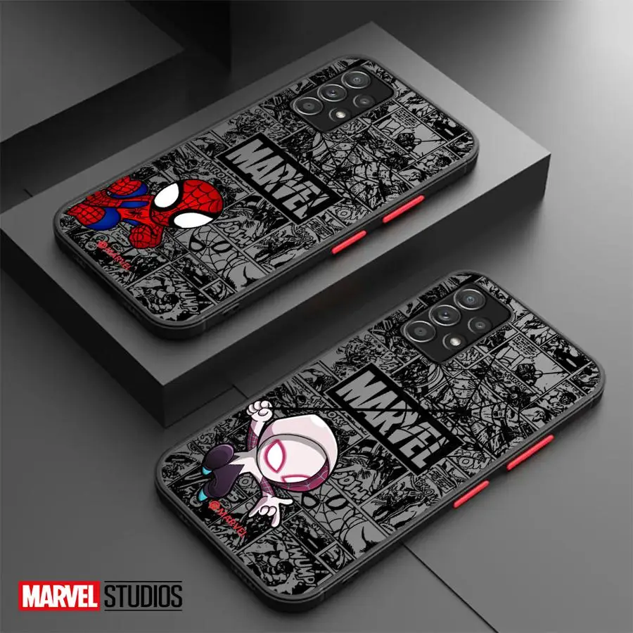 Cute Marvel Spider Man Cover Phone Case for Samsung Galaxy A11 A42 A71 A04s A04e A03s Core A02s A50 A30 A70 A10 A20 Matte Clear