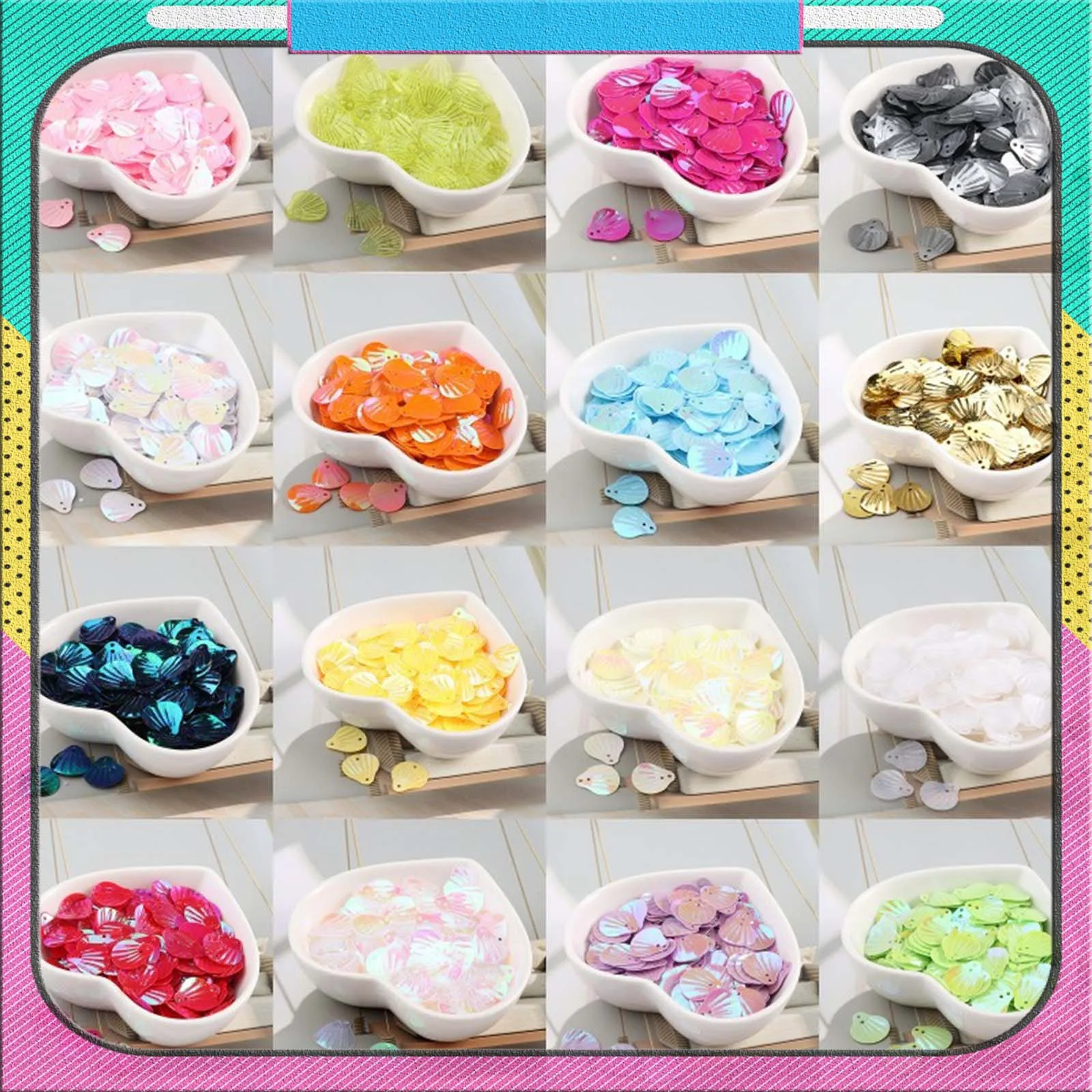 13mm Jakobsmuschel Pailletten für Handwerk Fan Muschelform Glitzer Pailletten Nähen Verzierung Erkenntnisse Frauen Diy Zubehör