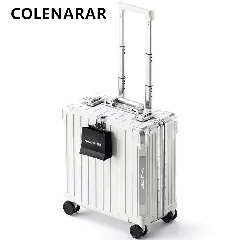 COLENARA 18 Inch Suitcase Small Boarding Box ABS + PC Trolley Case Aluminum Frame Password Box Women's Carry-on Travel Luggage
