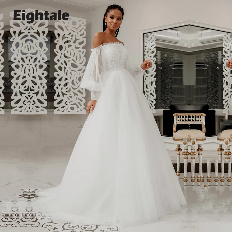 Eightale Korsett Hochzeit Kleider 2022 Liebsten Appliques Lange Puffy Sleeves Lace Up Prinzessin Brautkleider vestidos de novia