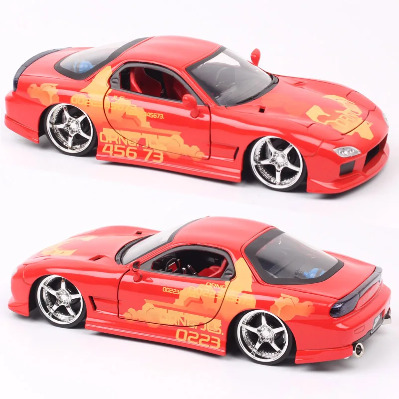 Car Only! 1/24 Scale Jada Dom\'s 1993 Mazda RX-7 RX7 Car fast Diecasts & Toy Vehicles Red Furious Racing Miniatures