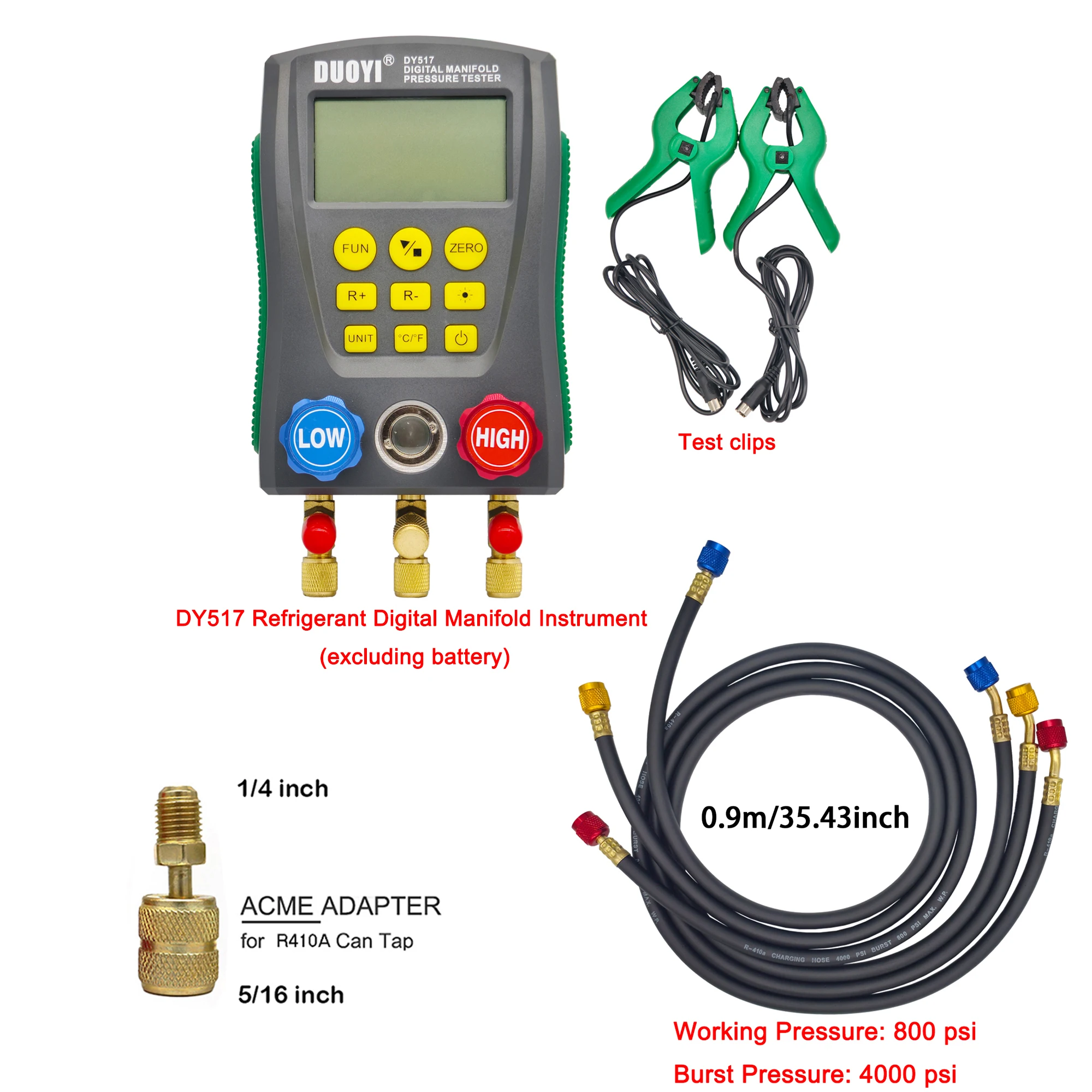 Digitale koelmanometer, temperatuurdetector voor airconditioning, multifunctionele toolkit voor vacuümdruktest - afbeelding 1