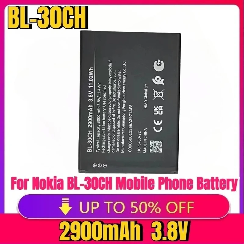 For Nokia BL-30CH Mobile Phone Battery New High quality replaceable Battery BL-30CH 2900mAh