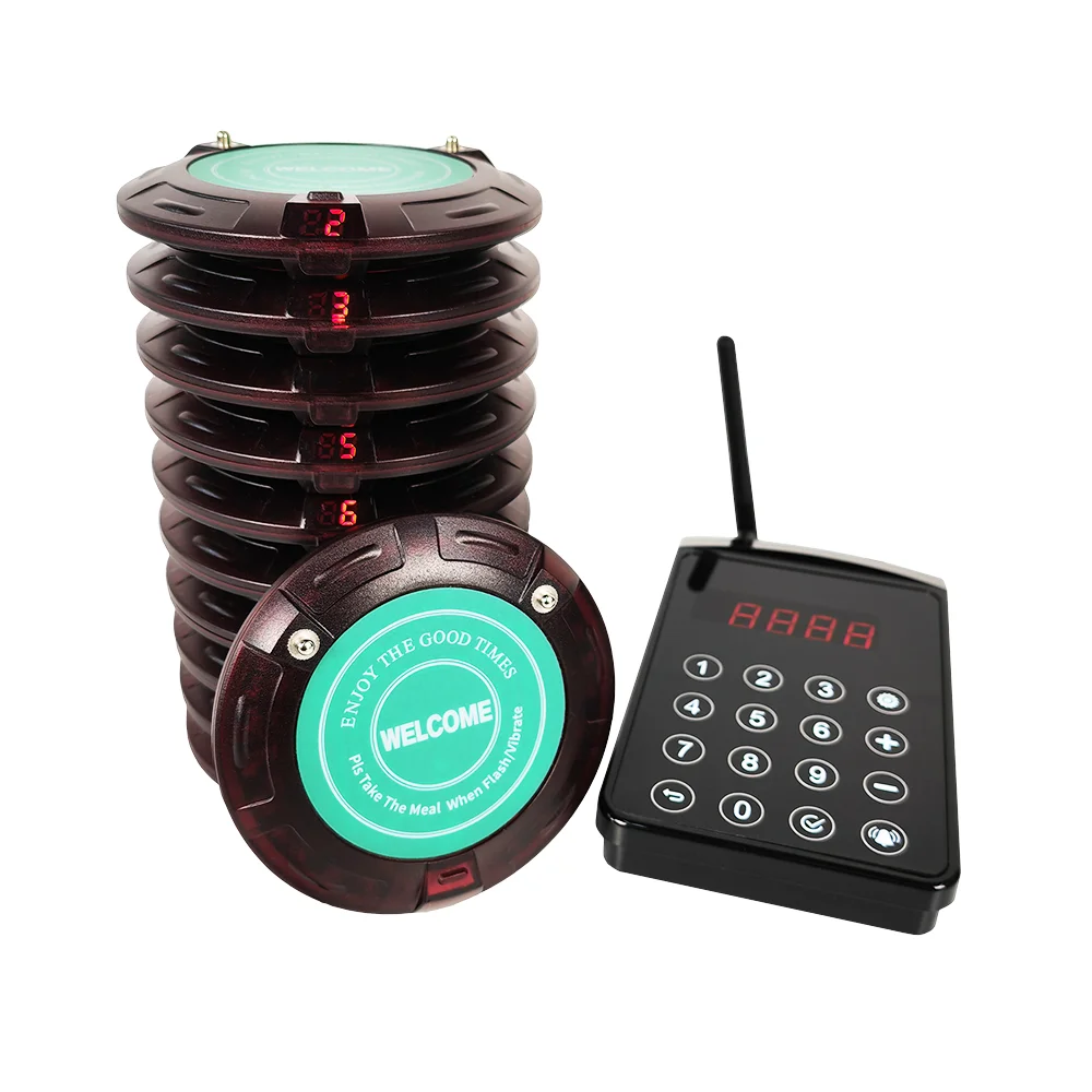 500mAh Battery Coaster Food Buzzer Long Distance Waiter Call Button Wireless Guest Pager Calling System Restaurant Pager