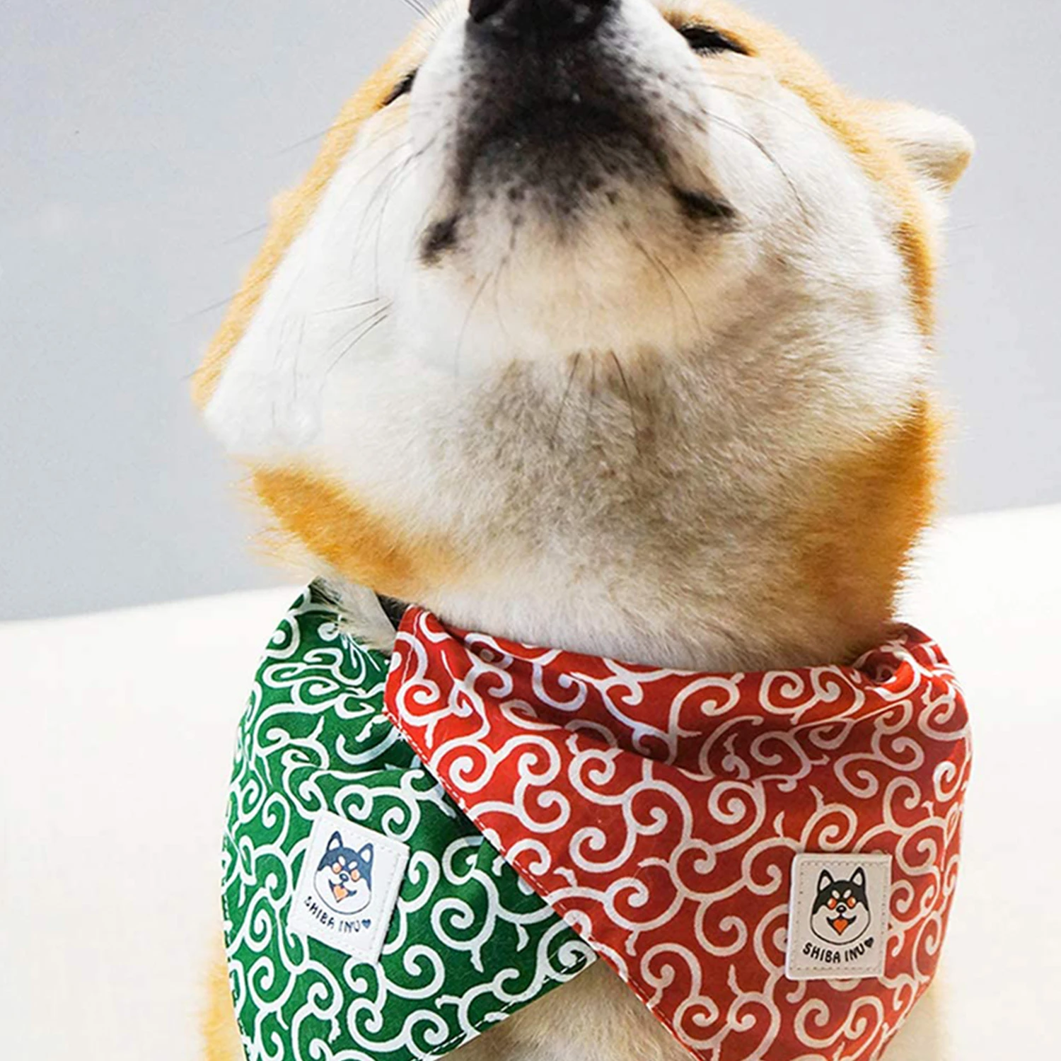 Classical Japanese Pattern Style Popular Shiba Scarf Bandana Roll Grass Cat Collar  Dog Accessories for Small Dogs for Dog