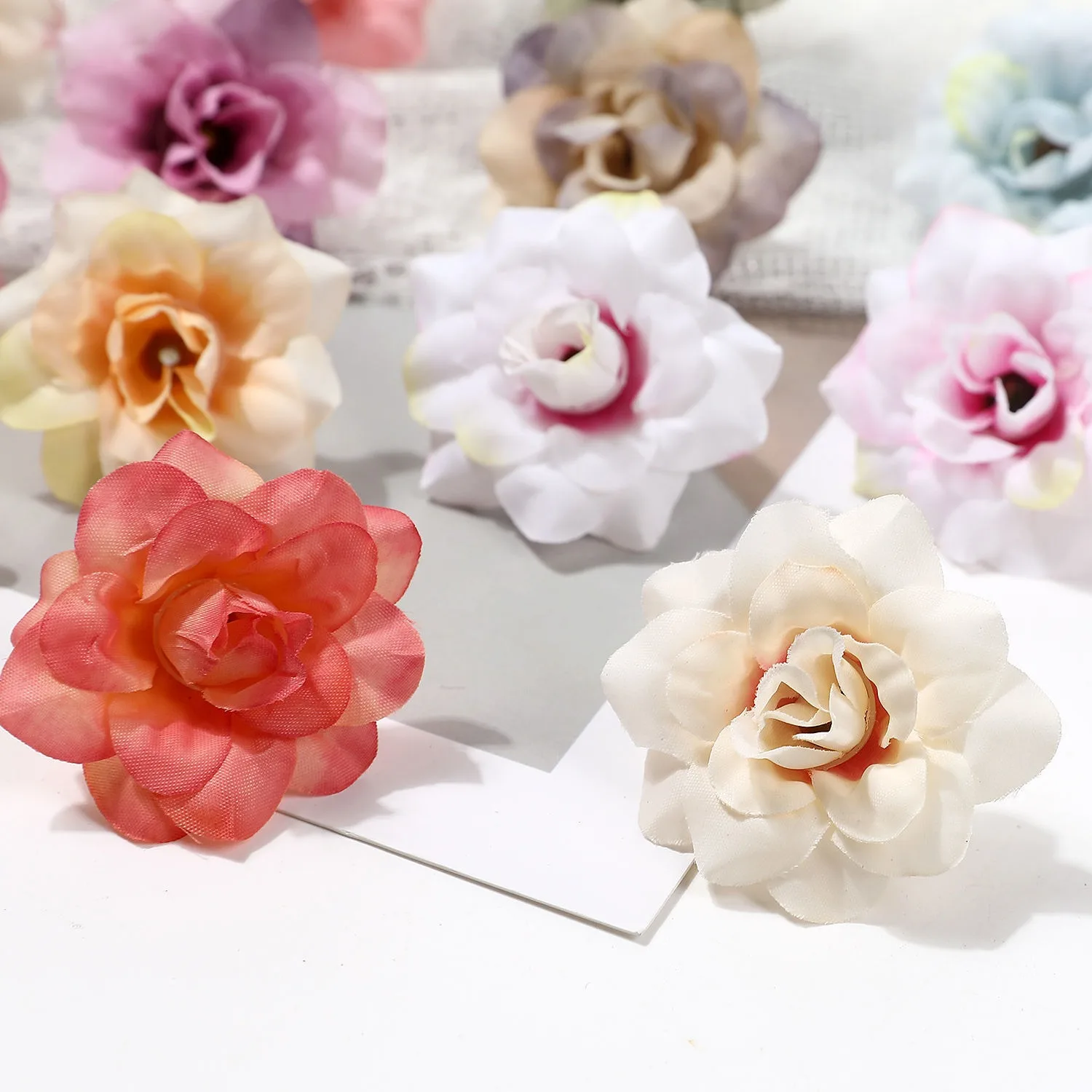 5/10Pcs Artificial Flowers Silk 4CM Rose Head for Home Room Decor Wedding Decorations DIY Christmas Garland DIY Gifts Accessory