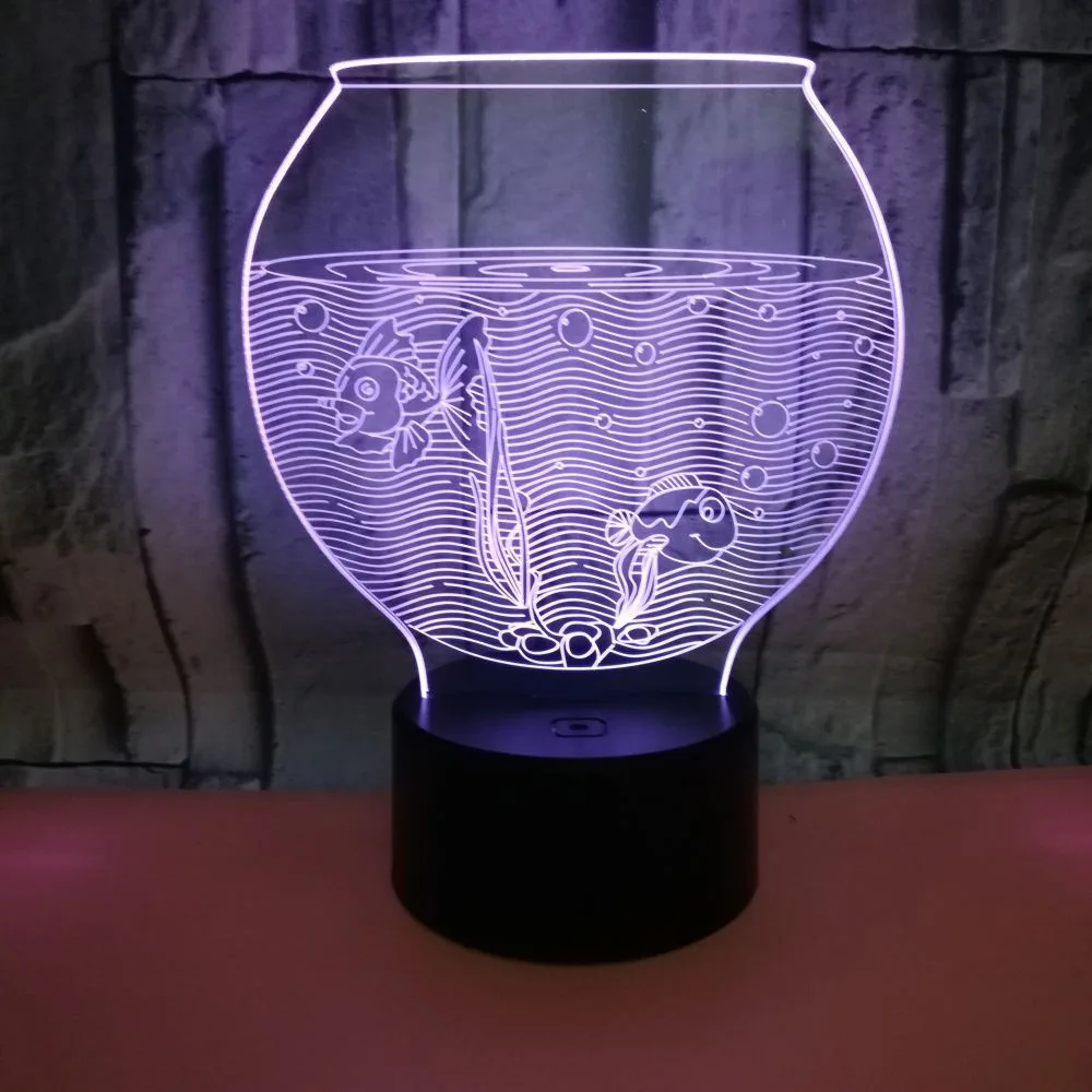 New Fishbowl 7 Color 3d Small Table Lamps Touch Control Gift 3d Small Night Lamp 3d Atmosphere Small Desk Lamp