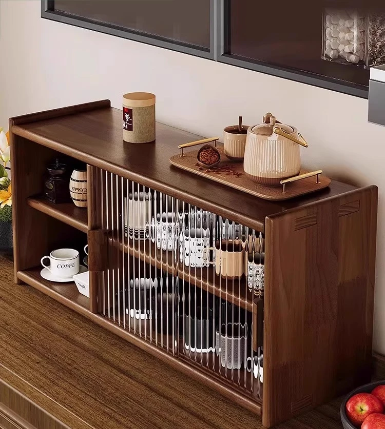 

Solid wood dust cup holder tea set tea set storage rack desktop water coffee dining table shelf