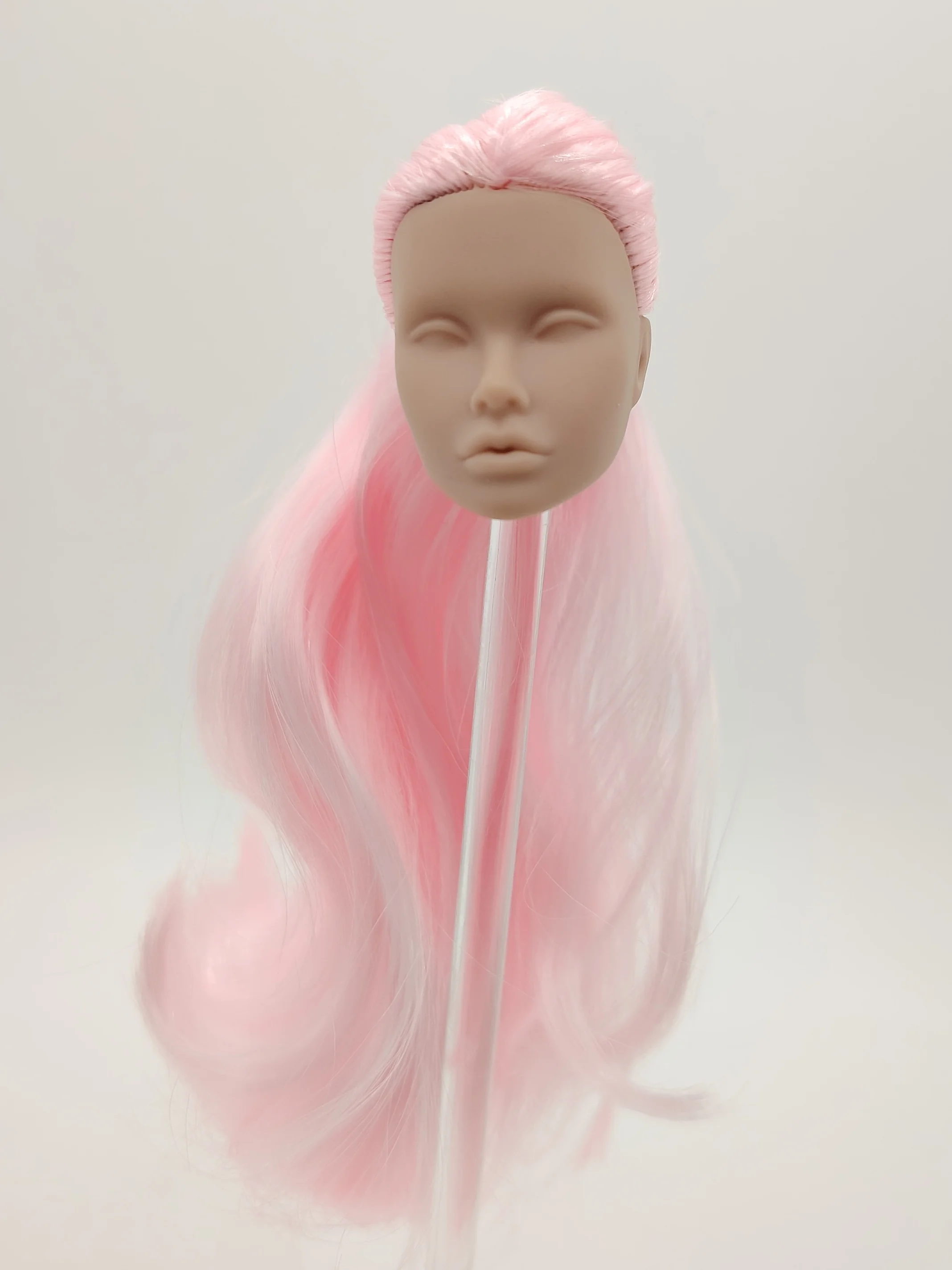 

Poppy Parker Blank Face Doll Head 1/6 12 Inch Fashion Royalty Japan Skin Light Pink Rerooted Hair Head Only