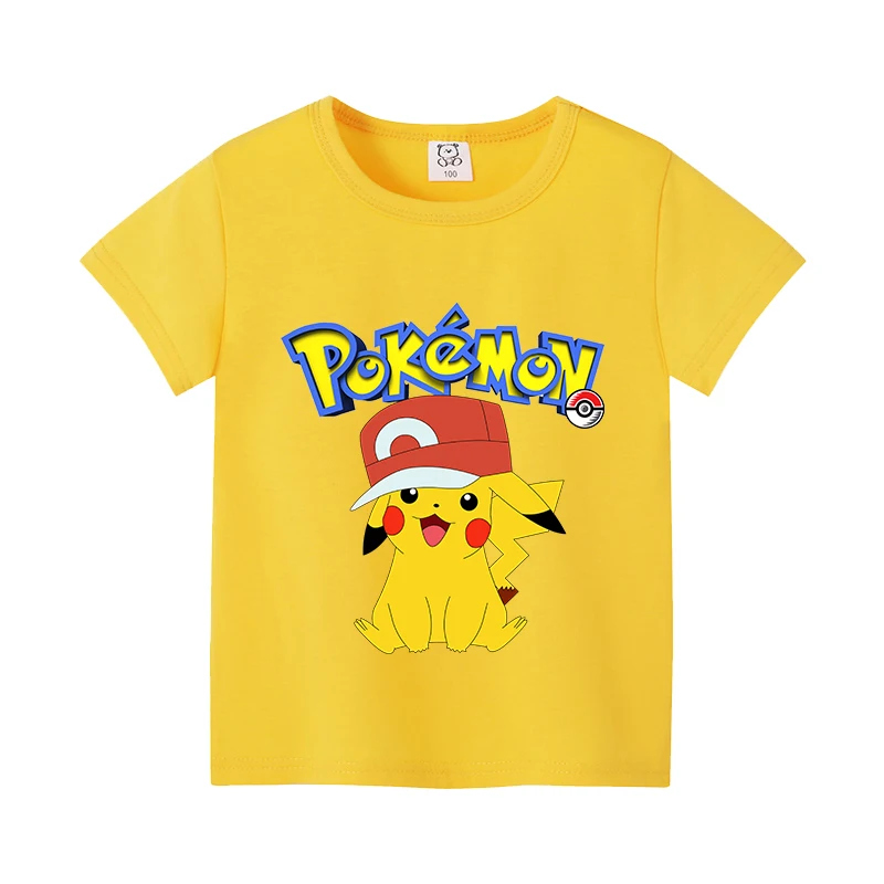 T-shirt Pokemon per bambini T-shirt simpatico cartone animato Top Abbigliamento Trendy Anime Abbigliamento Bambini Colletto tondo colorato Abbigliamento Regalo di compleanno