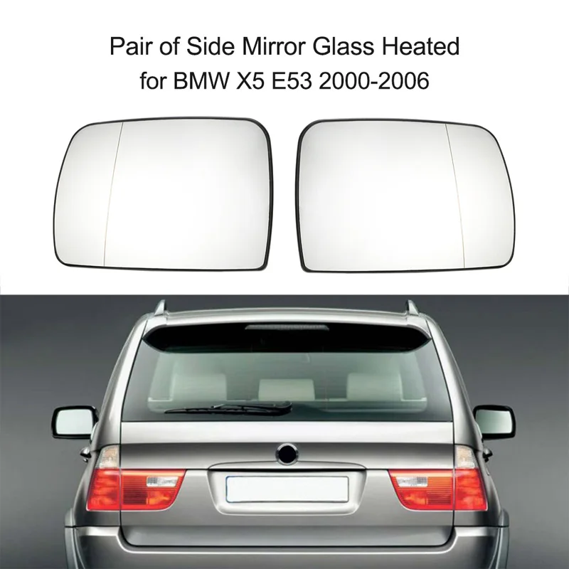 Heated Side Rearview Mirror Glass Anti-Fog Door Flat Wing Mirror Lens Fit For BMW X5 E53 1999 - 2006 Car Accessories