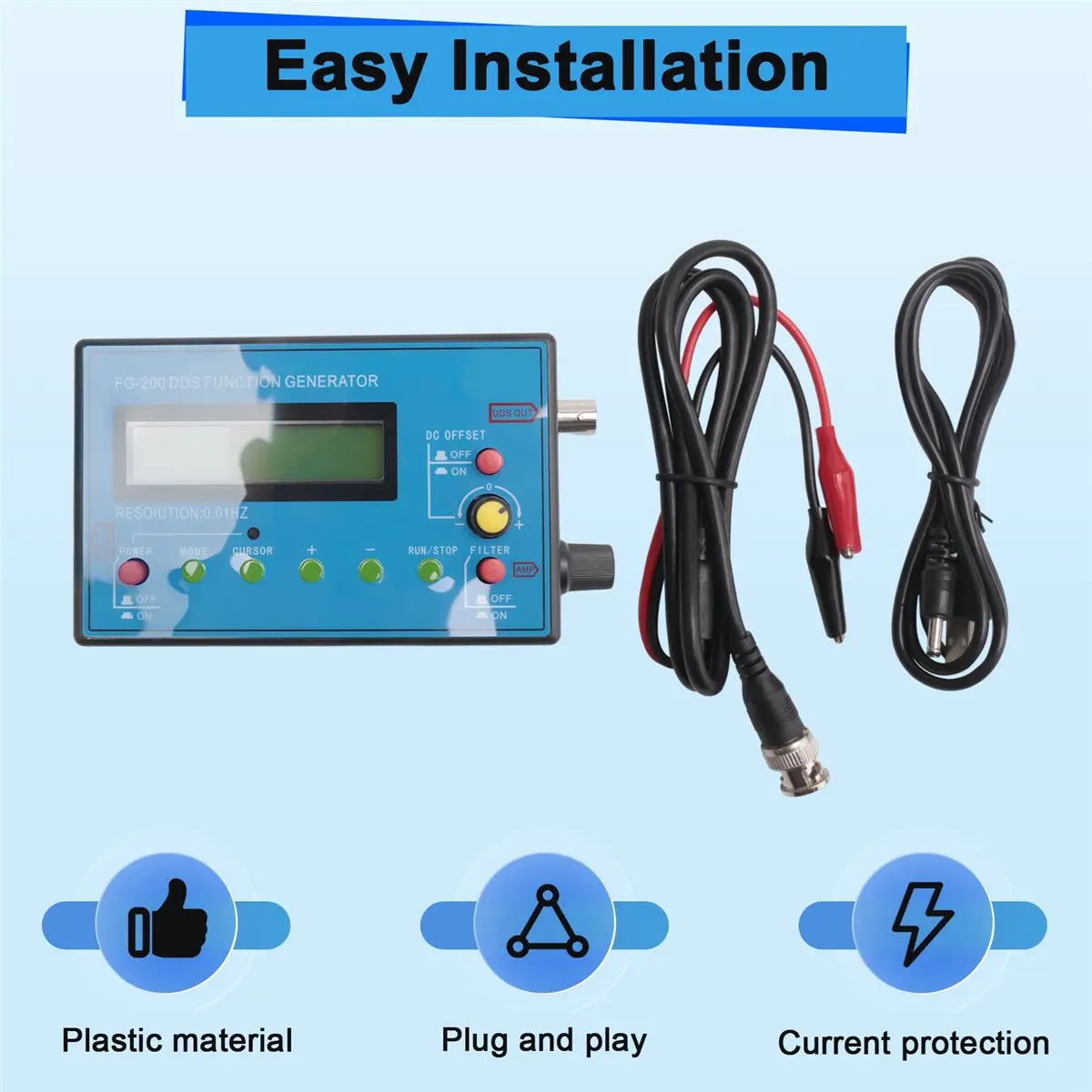 DT38 FG-200 DDS Function Signal Generator Frequency Counter 0.01Hz -500KHz Signal Source Module Sine+Square+Sawtooth Waveform