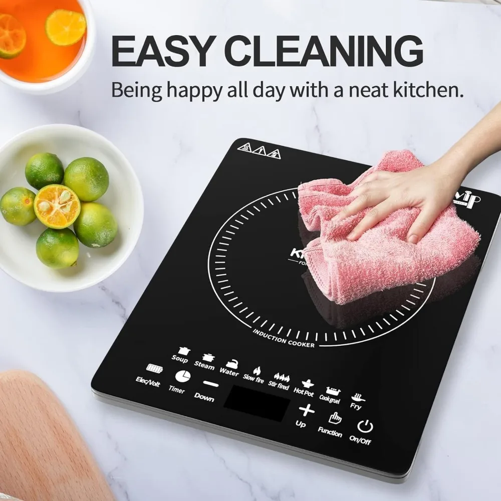 Tragbares Induktionskochfeld, multifunktional, 2200 W Elektroherd mit leicht zu reinigendem Glas, 8 Modi Sensor-Touch-Kocher