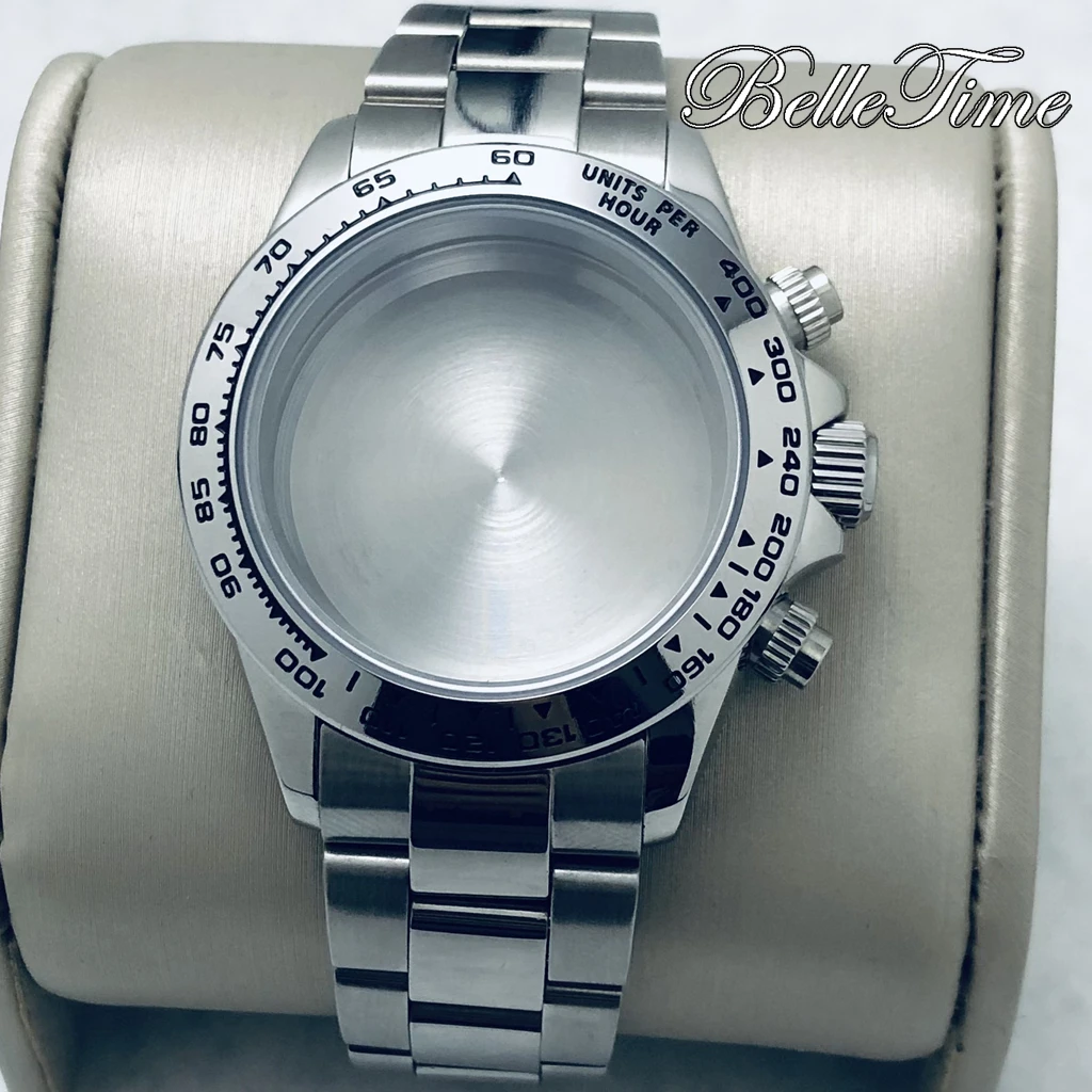 40mm VK63 Quartz Chronograph Watch Case Stainless Sapphire Crystal Watch Accessories 100mm Waterproof For VK63 VK64 Movement