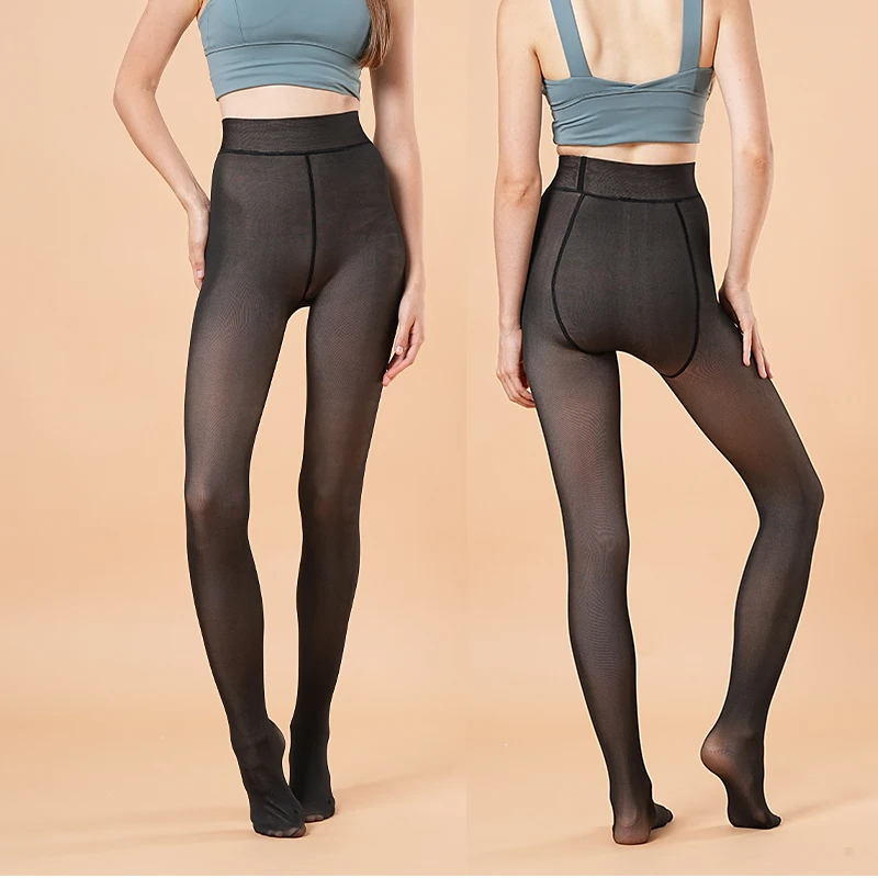 Velvet Women's Tights Thermal Skin Translucent Plus Size Pantyhose Fleece Slim Solid Leggings Winter Warm Stockings Streetwear