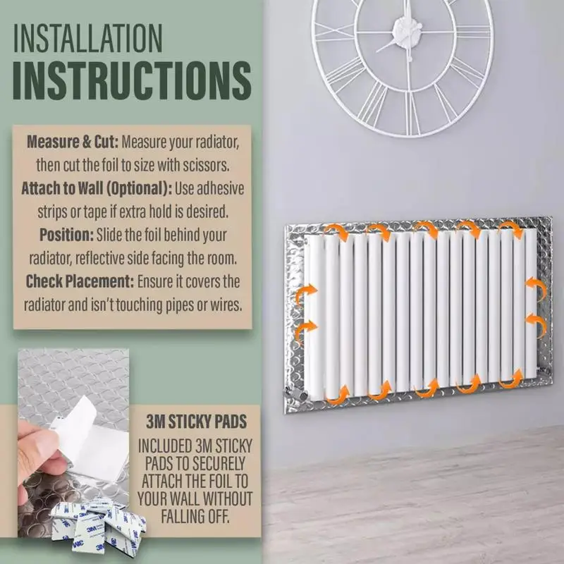 Радиатор Теплоотражатель Задняя фольга Тепловідбивающая длина 5 м Тепловая энергосберегающая пленка Алюминиевая пленка 60 см * 5 м с наклейкой Тепло