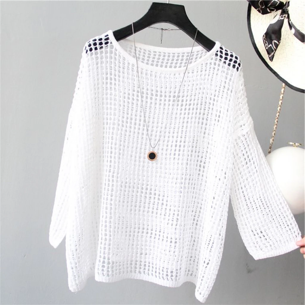 

Ice Silk Knitted round Ne ort Sve Loose Fit Summer Top for Men And Women Casual American Sle Sportswear Youth Faion