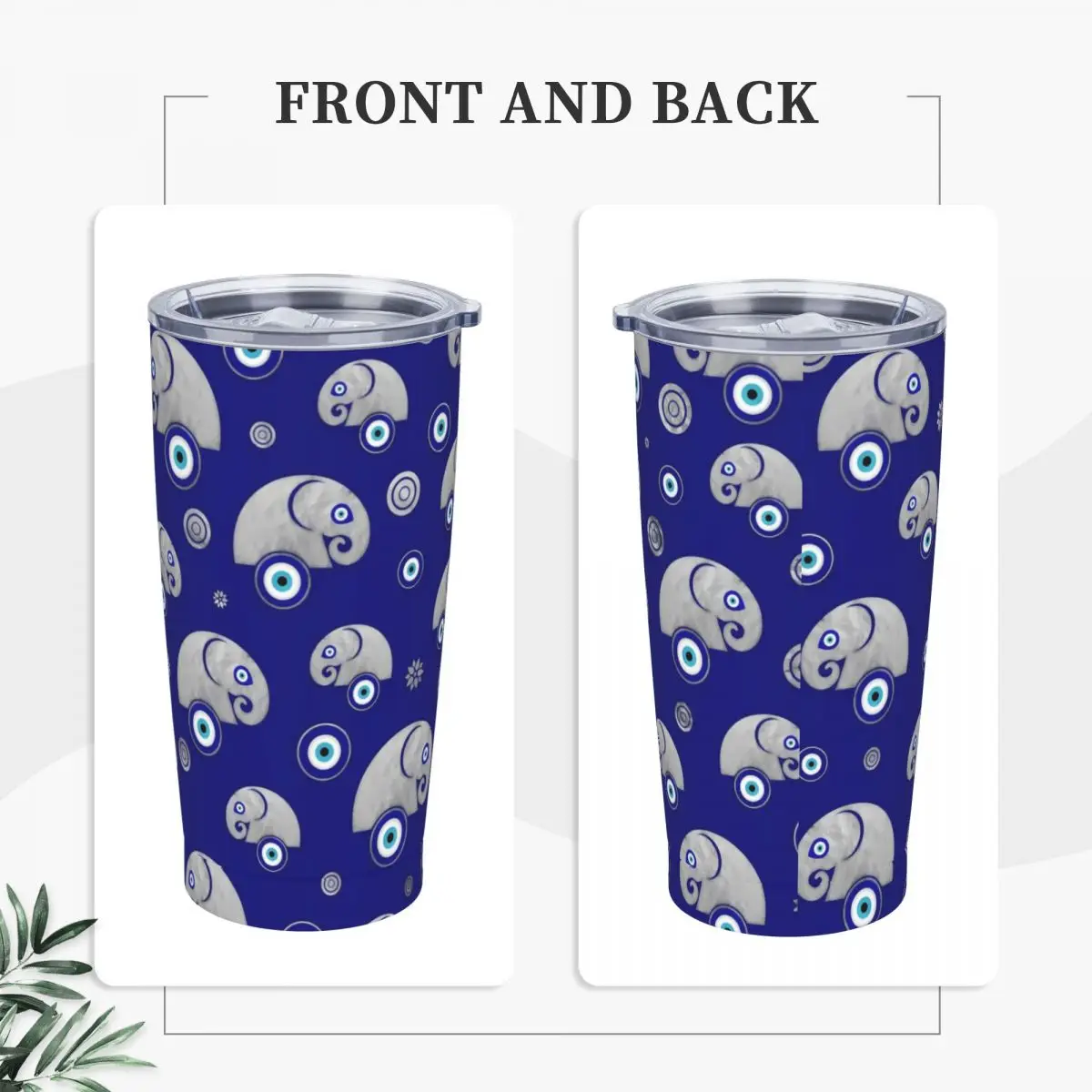 Elephant Evil Eye Tumbler Animal Print Cold Drink Water Bottle Heat Preservation Stainless Steel Thermal Cups Beach Car Mugs