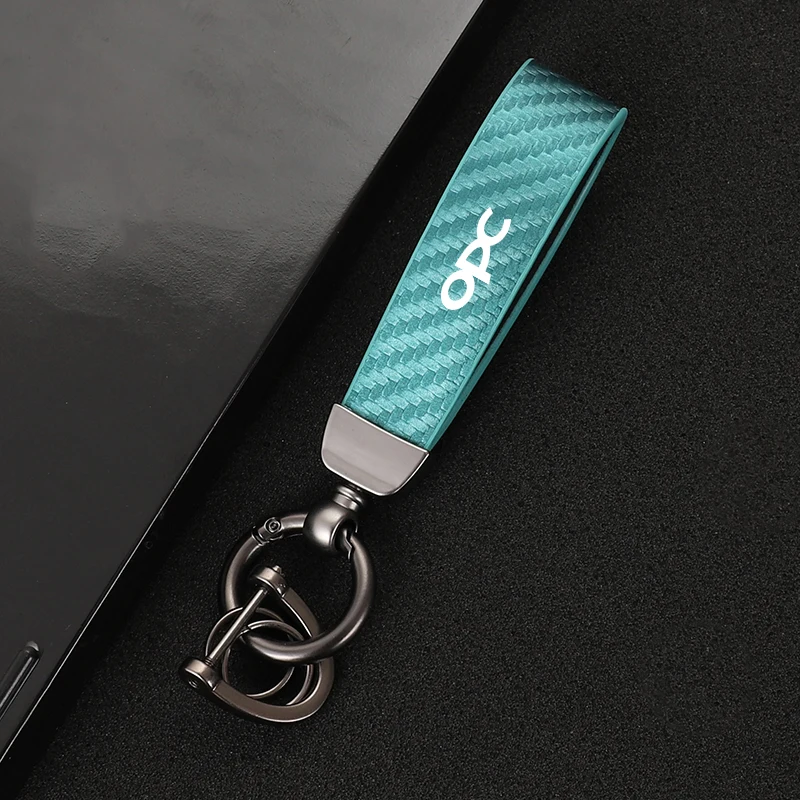 Car Carbon Fiber Leather Rope Keychain Key Ring for Opel OPC Car Accessories