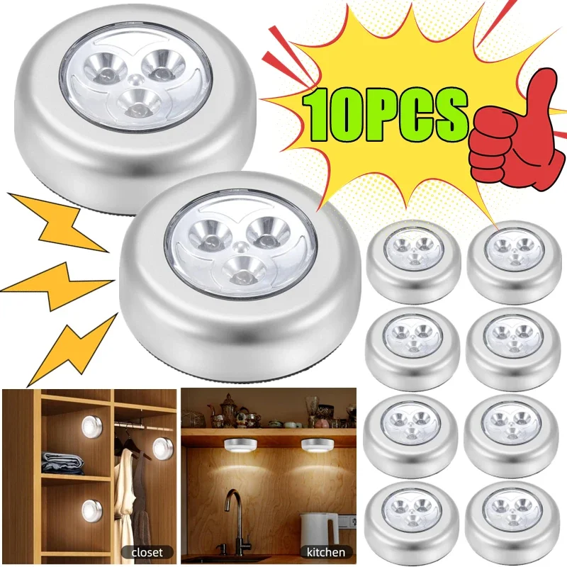 10-1pc-ナイト-led-ライトアンダーキャビネットライトワイヤレス壁ランプタッチスイッチベッドサイドランプ電池式寝室-led-常夜灯