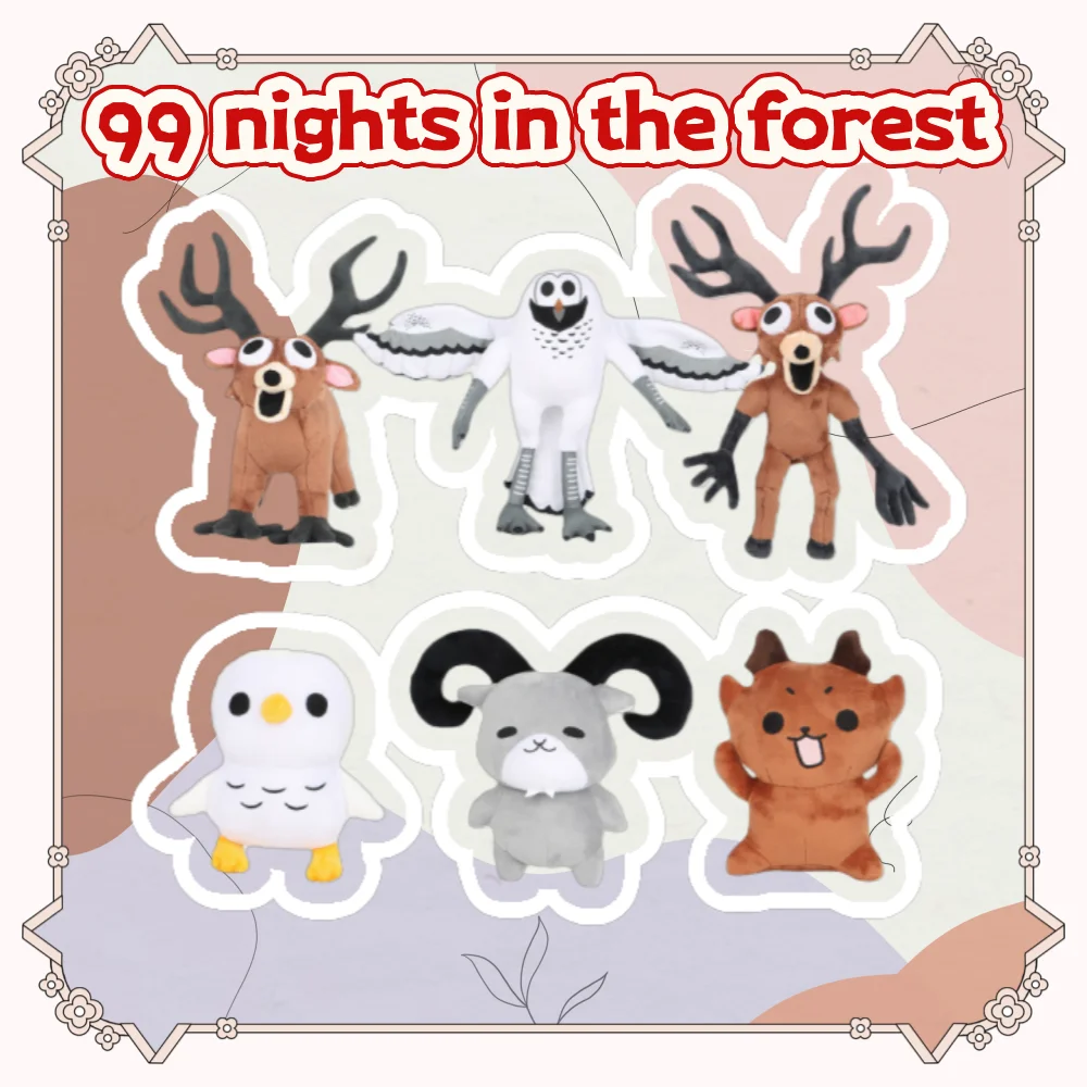 

Новинка 99-ночей в лесу, плюшевые товары для игр, коричневая подставка и сидячий лось, олень, белая сова, мягкая кукла, подушка для подарков для детей