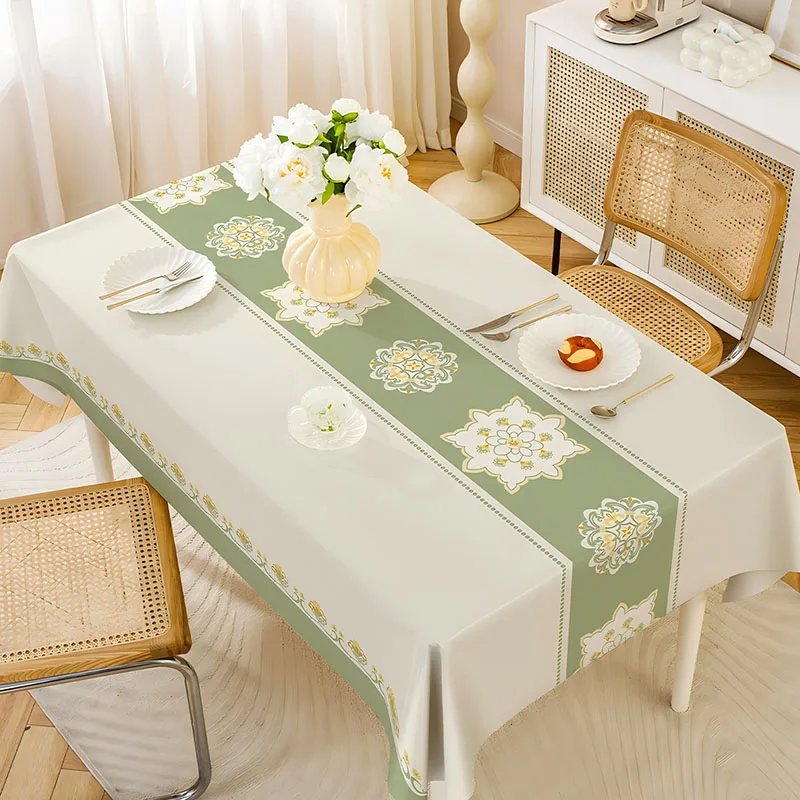 Ins Simple Pvc Waterproof Tablecloth High-End Multifunctional Dining Table Decor for Kitchen Oil-Proof Wear-Resistant Table Mat